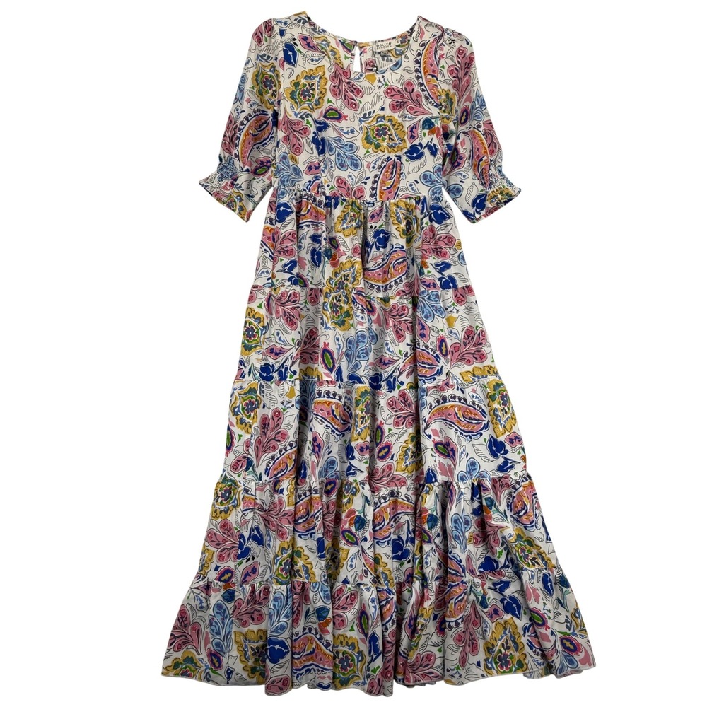 Molly‎ Bracken Dress Size S Floral Paisley Tiered Maxi Long Sleeve